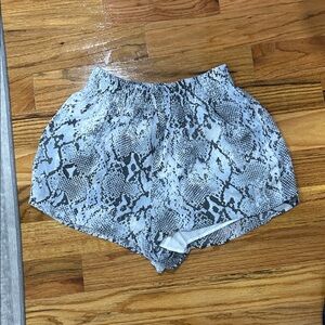 Gentle Fawn Snake-Print Athletic Shorts in Light Gray and Black